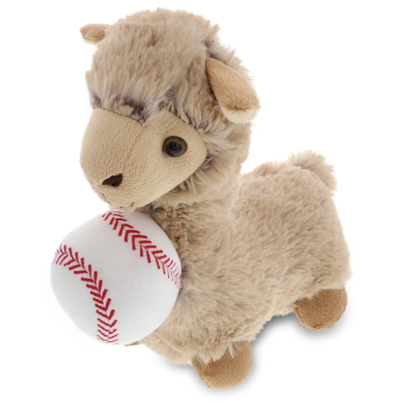 DolliBu Beige Llama Stuffed Animal with Baseball Plush - Soft Huggable Llama, Adorable Playtime Plush Toy, Cute Farm Animal Gift, Baseball Plush Animal Toy for Kids and Adults - 11 Inch