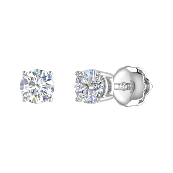 0.62 Carat Round Diamond Women's Stud Earrings in 14K Gold (Screw Back)