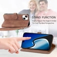 thumbnail image 6 of Phone Case for iPhone 15 Plus, Shockproof PU Leather Wallet Case with Card Slots Anti-Scratch Stand Magnetic Flip Zipper Pocket Cover for iPhone 15 Plus, Brown, 6 of 7