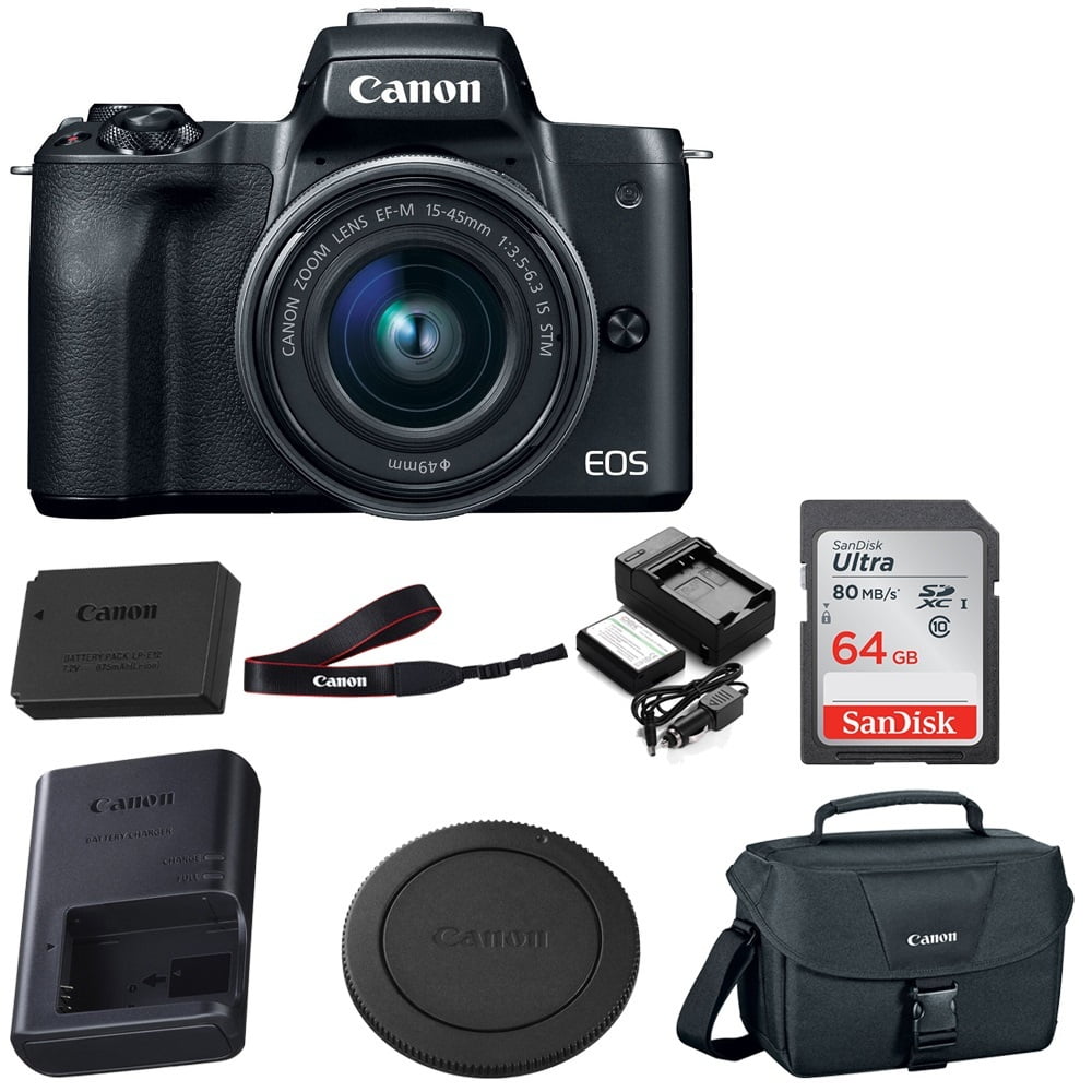 Canon EOS M50 1545mm Mirrorless Digital Camera (Black) with 64GB