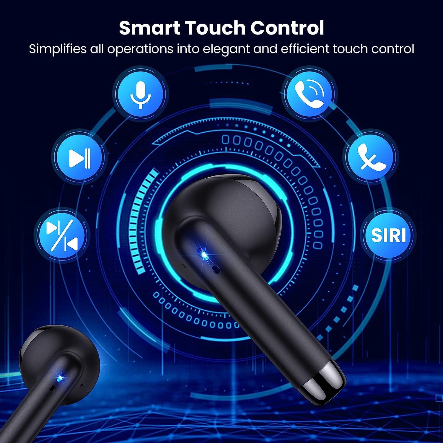 Wireless Earbud Bluetooth 5.0 Headphones with Charging Case for LG Stylo 2 Stereo in-Ear Headset, HD Sound Quality Built in Mic Touch Control - Black
