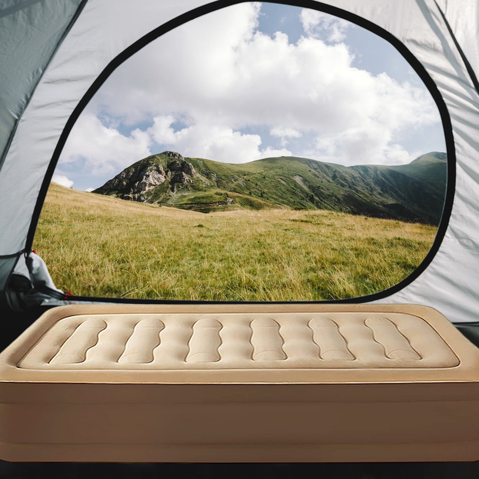 AJONALAA 18in Queen Air Mattress with Headboard, Inflatable Mattress Airbed for Camping