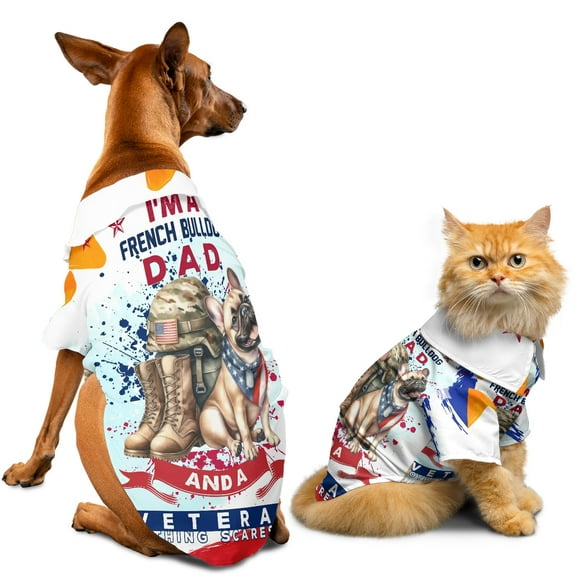 I'm a French Bulldog Dad and a Veteran, Nothing Scares me Happy Father's Day Hawaiian Summer Shirt for Small Medium Large Dog Cat Dog Lover Gifts - 00006
