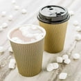 thumbnail image 3 of 12 oz Mocha Pin Check Paper Coffee Cup - Spiral Wall - 3 1/2" x 3 1/2" x 4 1/4" - 500 count box, 3 of 3