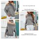 thumbnail image 5 of Suéter de mujer cuello alto hombro frío manga larga Color puro Top de punto suelto para invierno otoño gris S, 5 of 6