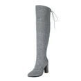 thumbnail image 5 of Sparkly Thigh High Boots for Women Halloween Christmas Party Glitter Squin Suede Block Heel Winter Fall over The Knee Long Tall Dress Boots Bride Wedding, 5 of 6