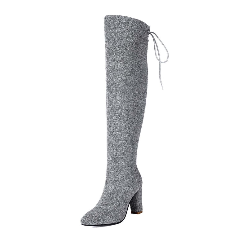 Sparkly Thigh High Boots for Women Halloween Christmas Party Glitter Squin Suede Block Heel Winter Fall over The Knee Long Tall Dress Boots Bride Wedding - Walmart.com Sparkly Thigh High Boots for Women Halloween Christmas Party Glitter Squin Suede Block Heel Winter Fall over The Knee Long Tall Dress Boots Bride Wedding - Walmart.com