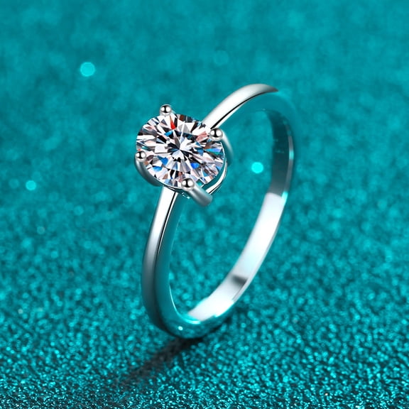 Sparkling Single 1 Carat Moissanite Rings for Women - 925 Sterling Silver Wedding Band Ring & Engagement Jewelry Gift