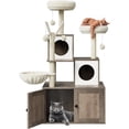 thumbnail image 5 of Garvee Cat Tree with Litter Box Enclosure, All-in-One Modern Cat Tower with Scratching Post, Dangling Balls, Cat Basket & Top Perch - Grey, 5 of 8