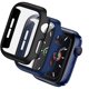 thumbnail image 1 of wonima44 2 Pack Hard PC Case Compatible with Apple Watch Series 3/2/1 38mm, Case with Tempered Glass Screen Protector Overall Bubble-Free Cover for iWatch Accessories, Black+Blue, 1 of 1
