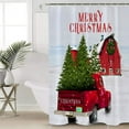 thumbnail image 3 of Christmas Shower Curtain Red Truck Christmas Tree Shower Curtains for Bathroom Decor, Red Christmas Barn For Christmas Decoration Bath Curtains Sets with Hooks Waterproof Small Stall Size 36" x 72", 3 of 6