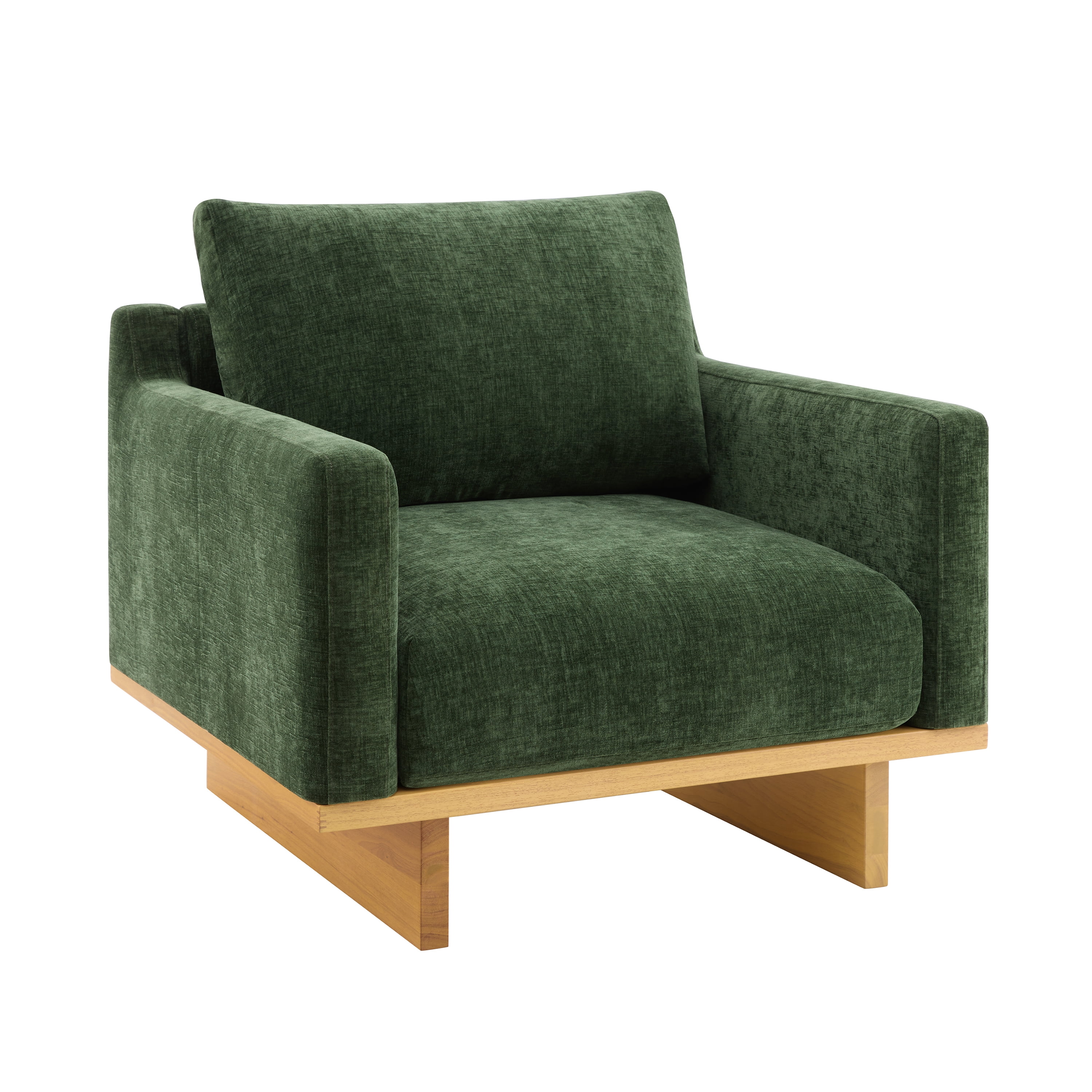 Euroco Oversized Accent Chair, Modern Minimalist Comfy Reading Chair with Solid Wood Frame,Upholstered Armchair, Wide Singe Modern Lounge Sofa for Living Room, Bedroom,Green