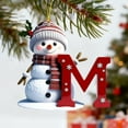 thumbnail image 4 of BingTong Personalized Snowman Ornament Personalized A-Z Letter Ornament Flat Inital Letter Snowman Christmas Ornament For Xmas Tree Decor Gifts For Family Kids Friends M Red, 4 of 6