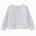 thumbnail image 4 of CAUYDY Infant Baby Girl Cardigan Button Down Knit Fall Sweatshirt Toddler Lightweight Sweater Cardigan for Baby Girl(L101-White,9-12 M), 4 of 4