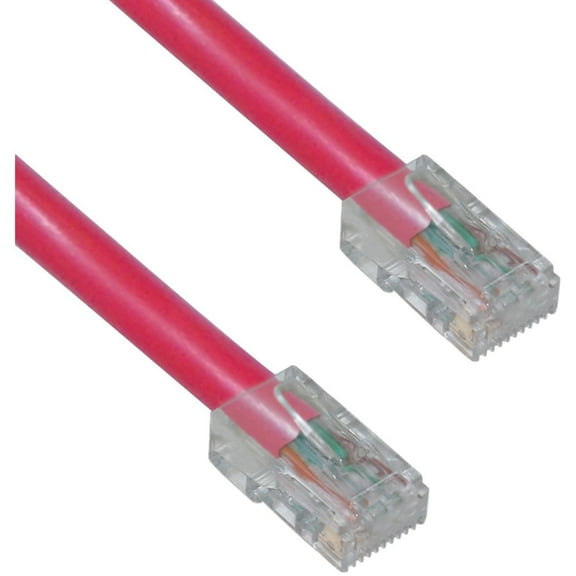 Cat5e Ethernet Cable, 24AWG Network Cable with RJ45 Gold Plated Connector, 4 pair Stranded Bare Copper, Bootless Unshielded Twisted Pair (UTP) Internet Patch Cable, 10 Foot, Red, CableWholesale
