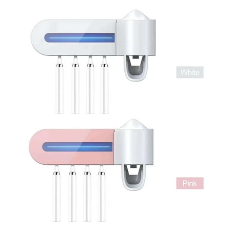 YAHHU UV Toothbrush Sanitizer Nail-Free Wall Mounted Bathroom Holder with Automatic Toothpaste Dispenser USB Charging