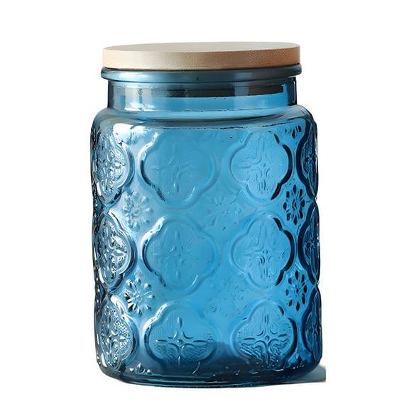 ACDANC Glass Canister,Candy Jar with Lid,Vintage Colored Jar for Kitchen Decorative Jar for Coffee Tea Candy Cookies,Cute Jar