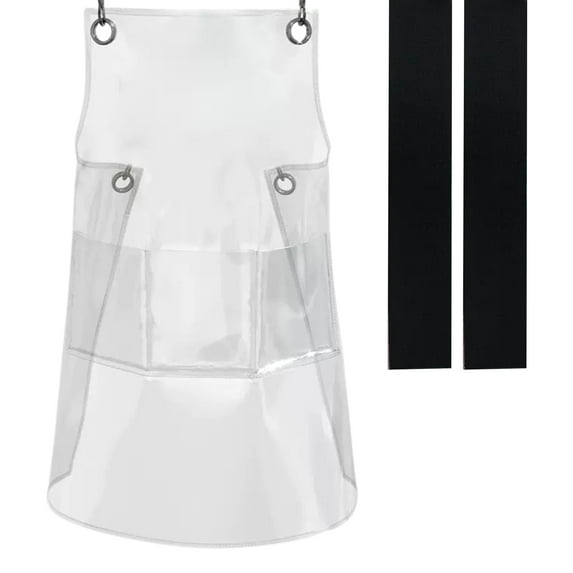 huanledash 1 Set Haircut Apron Waterproof 3-pocket Design Adjustable Foldable Anti-stick TPU Salon Barber Work Apron Hair Cutting