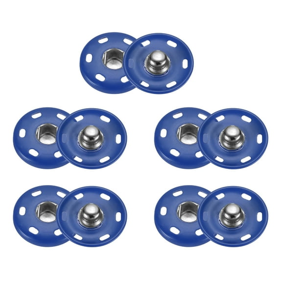 Uxcell 5 Set Sew-on Snap Buttons 21mm Metal Snap Fastener Buttons, Sapphire Blue