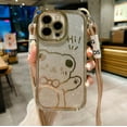 thumbnail image 2 of Funda para iPhone 16 Pro Max con correa, Lindo Patrón de Brillo Brillante de Oso de Dibujos Animados con Brillo de cordón Cruzado para Mujeres y Niñas, Funda Suave de TPU a prueba de golpes, 2 of 5