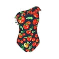 thumbnail image 4 of Yiaed Tomatoes Print Women One Piece Swimsuits Tummy Control One Shoulder Bathing Suits Pattern Ruffle Swimwear-Small, 4 of 8