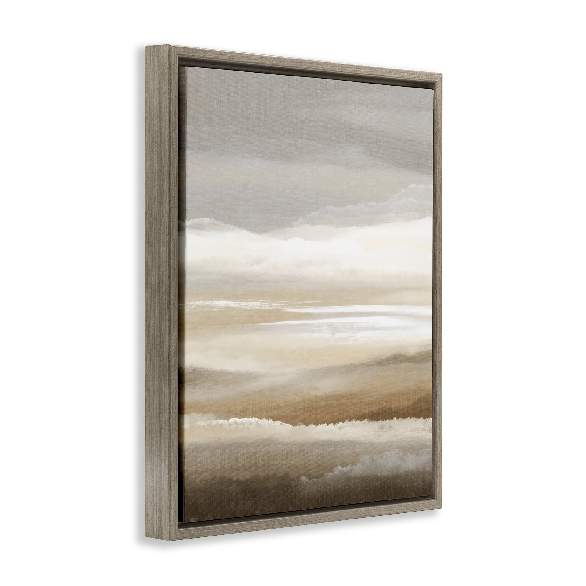 Stupell Industries The Horizon Serene Cloud Layers Brown Framed Floater Canvas Wall Art, design by Ink Drop Loft