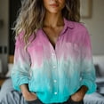 thumbnail image 2 of Jxximdong Button Up Shirts Women Women's Long Sleeved Printed Button Down Shirt Pink Spring Tops L, 2 of 5