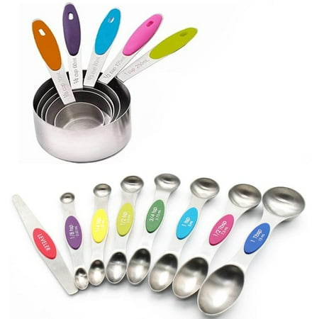 

Measuring Cups Spoons Set Stainless Steel Measuring Cups and Magnetic Measuring Spoons Includ 5 Measuring Cups 7 Spoons