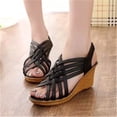 thumbnail image 1 of Sandalias de cuña de estilo europeo y americano para primavera y verano, Boca de pescado Sexy, tacones altos con huecos, talla grande, 1 of 4