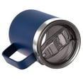 thumbnail image 3 of ALOUFEA Taza de café aislada de acero inoxidable de 12 oz con asa, taza de viaje al vacío de doble pared, vaso con tapa deslizante, azul marino, 3 of 5