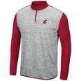 thumbnail image 2 of Men's Colosseum Heathered Gray/Crimson Washington State Cougars Prospect Quarter-Zip Jacket, 2 of 3
