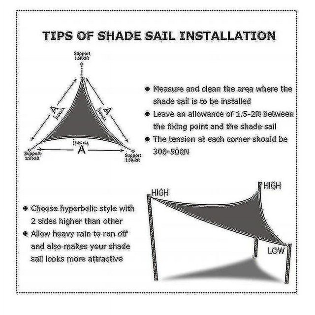 10 Sizes Triangle Waterproof Sun Shade Sail Outdoor Garden Patio Party Sunscreen Awingtriangle Canopy 95% Uv Block With Free Rope