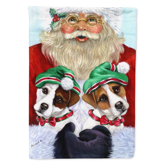 Jack Russell Christmas Santa Garden Flag