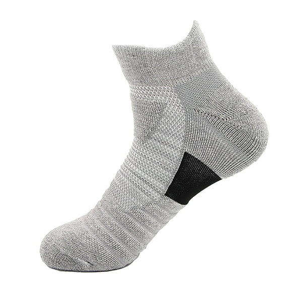 Gray Running Socks Solid Color Thickening & Running Socks Maximum Cushion Mens