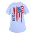 thumbnail image 4 of 250 Anniversary Scrub Tops for Women Letter Print United States V Neck Tops Short Sleeve Lightweight Relaxed Fit Workwear Shirts with Pockets, #01 Light Blue, M, 4 of 4