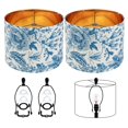 thumbnail image 1 of Juego de pantallas de lámpara JNIBOAO, 30 cm, estampado floral azul y blanco, x2, 1 of 7