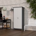 thumbnail image 3 of Noaman Outdoor Storage Cabinet, 72.8" Tall Waterproof Metal Garden Cabinet with Shelves, Rust-Resistant Lock & Towel Rack, Grey Weatherproof Design for Pool/Yard, 3 of 6