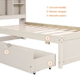 thumbnail image 5 of Bellemave Twin Size Platform Bed with Drawers And Bookcases Headboard Twin Storage Bed with Adjustable Shelves and USB Charging Port Wooden Bed Frame for Teens, White Washed, 5 of 10