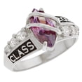 thumbnail image 2 of JackAni 10k White Gold Simuated Amethyst February Birthstone 2026 Class Graduation Ring - Size 9.75, 2 of 5
