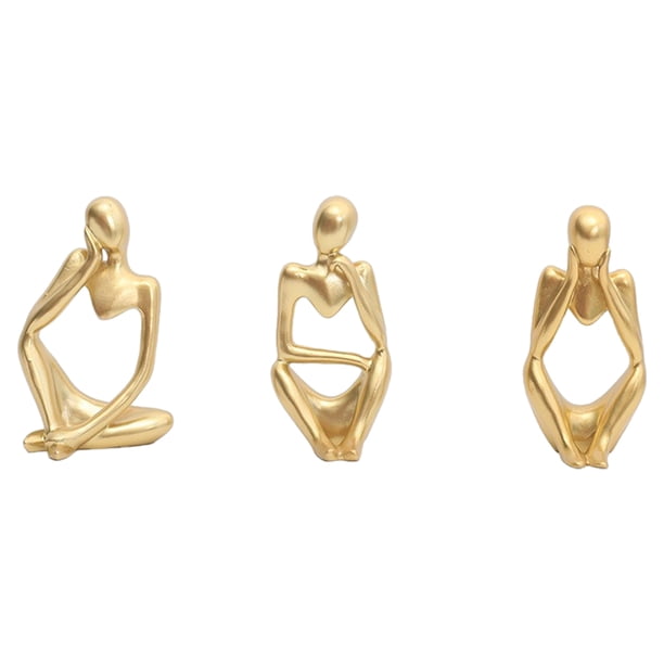 Matsuzay Estatuilla de pensador de resina, regalo exquisito para amantes del arte, materiales, figuras abstractas, estatua de pensador Decoración del hogar oro