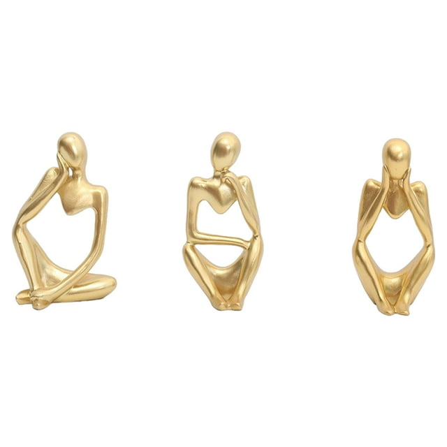 Matsuzay Estatuilla de pensador de resina, regalo exquisito para amantes del arte, materiales, figuras abstractas, estatua de pensador Decoración del hogar oro