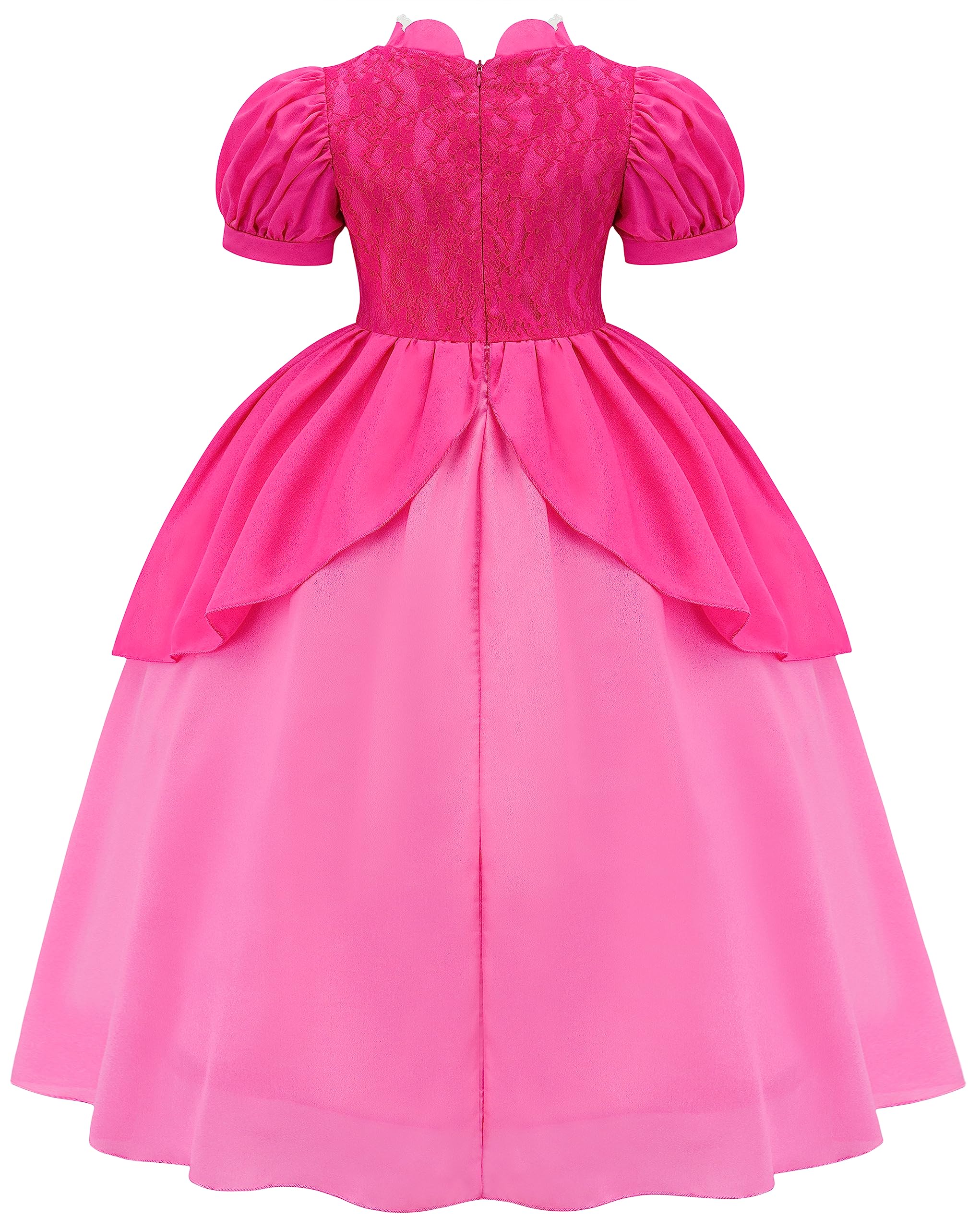GZ-LAOPAITOU Princess Peach Costume for Girls Princess Peach Dress Birthday Dress Up Cosplay 3-12Years - image 4 of 5