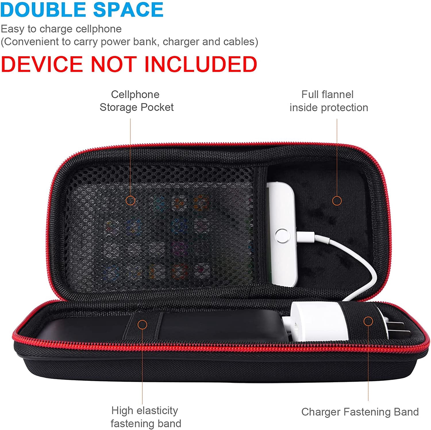 HRTGFD-Skynew Power Bank Hard Travel Case Medium Compatible RAV Power 26800/20100/20000mAh, Anker Power Core 26800mAh/ PowerCore +26800mAh, INIU 10000mAh and Miady 10000/15000mAh (Medium Black)