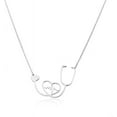 thumbnail image 5 of Rose Gold ECG Stethoscope Necklace Pendant Love Heart Titanium Steel Lighting Necklace for Women Jewelry, 5 of 7