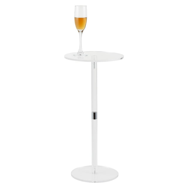 Yiwa Table d'Appoint Ronde Moderne en Acrylique Transparent, 10 Pouces de Large par 21,3 Pouces de Haut, Table d'Extrémité Durable et Résistante aux Rayures pour Salon, Chambre, Bureau
