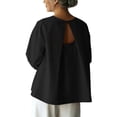 thumbnail image 3 of Rvasteizo Women Crew Neck Long Sleeve Linen Mix Duster Coat for Thin Daily Sun Proof Outer Layer Matching, 3 of 5
