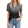 thumbnail image 3 of NAMTYQX Womens Spring Tops 2025 Button V Neck Plus Size Lounge Loose Fit Short Sleeve Fashion Soft Comfort Black Size L, 3 of 5