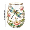 thumbnail image 3 of Hand Painted Dragonfly Lotus Pattern Stemless Glass Tumbler Gold Rim Elegant Clear Beverage Cup For Water Juice Home Table Decoration(Clear-11.3CM), 3 of 7