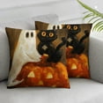 thumbnail image 3 of Facannap Ghost Cat Pumpkin Halloween Short Plush Pillow Cover Set of 2 Zipper Closure Aesthetic Decorative Set of 2 12x12in, 3 of 7