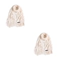 thumbnail image 1 of Qarigey Bufanda de mujer con borla de color puro, bufandas de invierno gruesas, chal hecho a mano para mujer, envolturas para el hogar, Beige 200*70cm 2piezas, 1 of 6